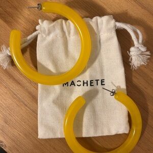 Machete Yellow large Hoop Earrings